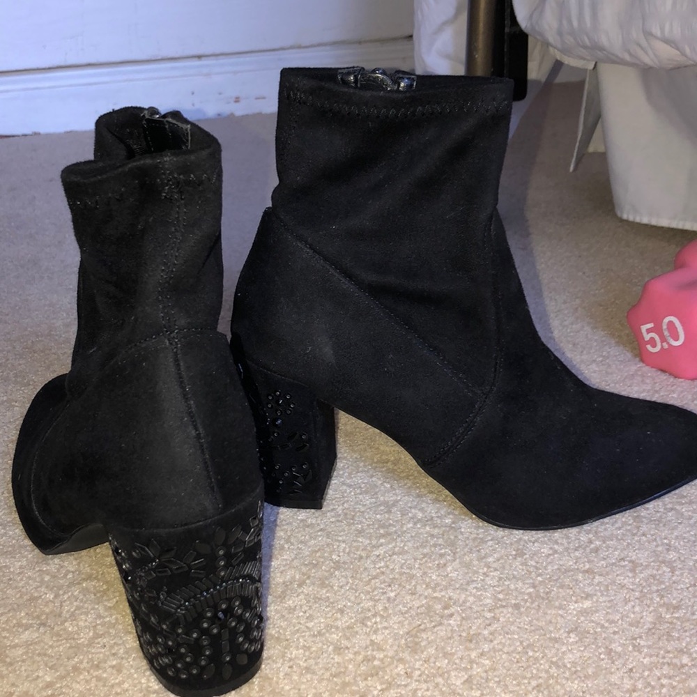 STEVE MADDEN embellished heel sock booties